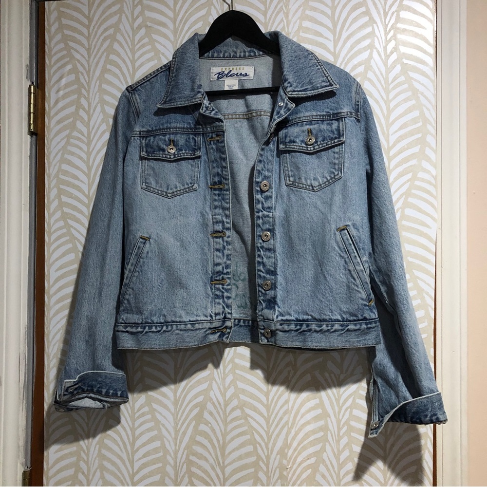 Large Hand-Painted Express Denim Jacket, Western … - image 3